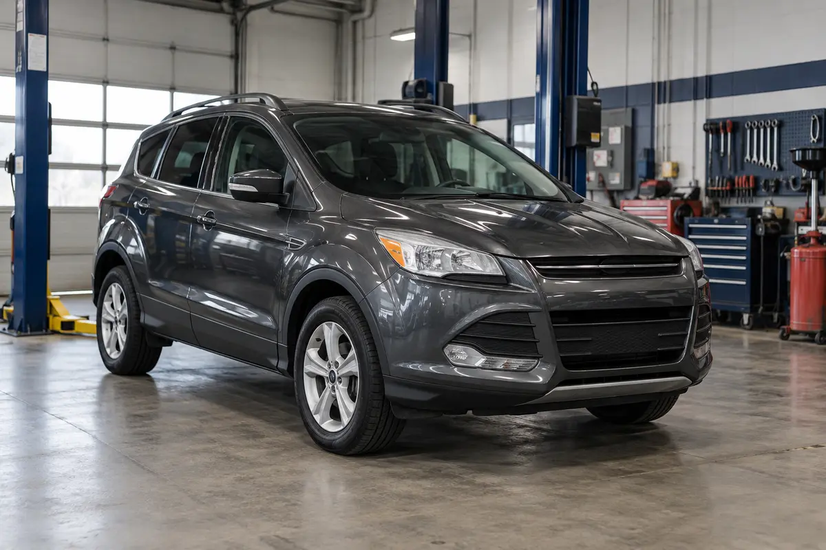 Mid-2010s Ford Escape in a transmission workshop